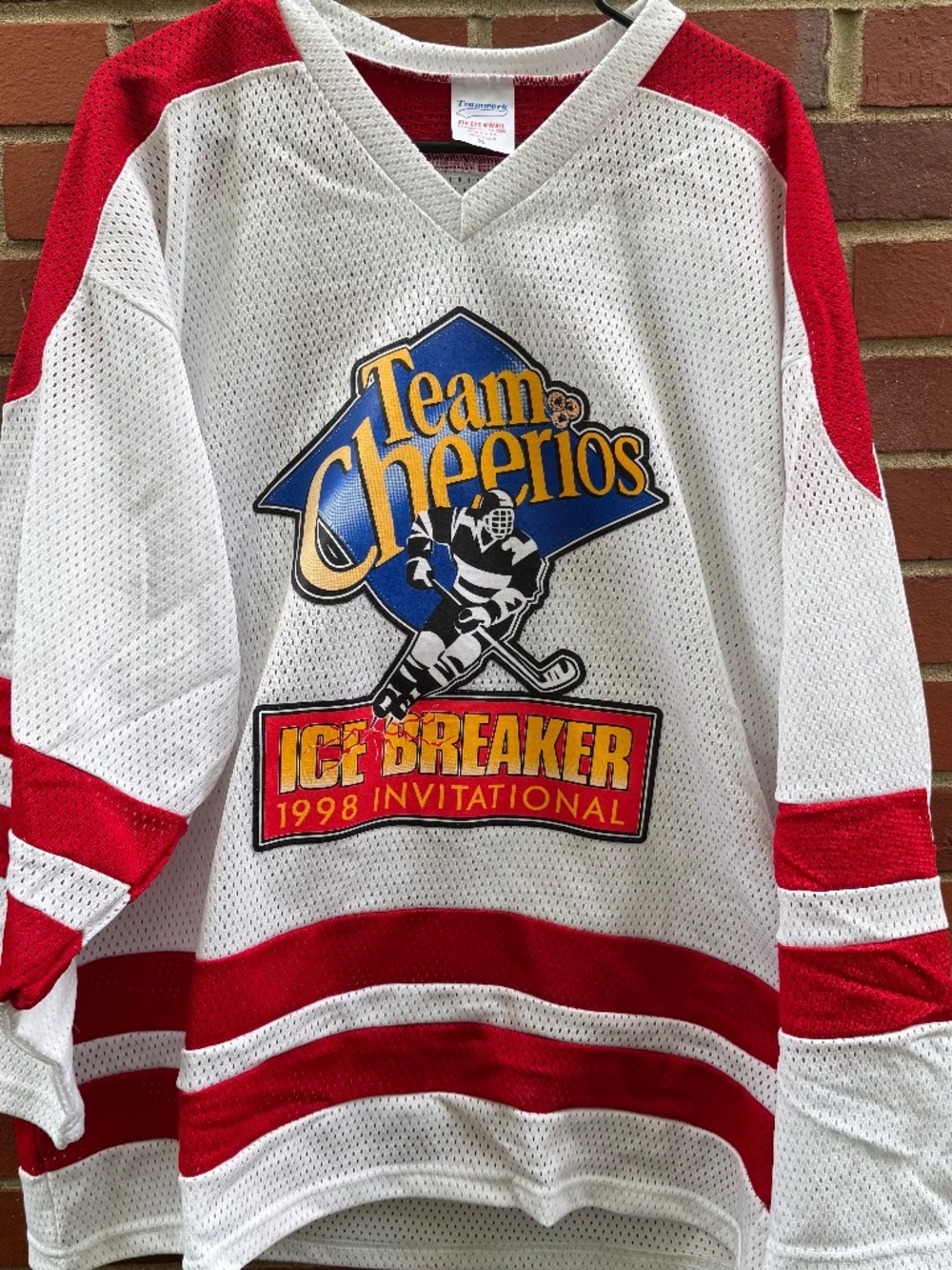 Team Cheerios Ice Breaker 1998 Invitational Vintage Hockey Jersey Teamwork Large